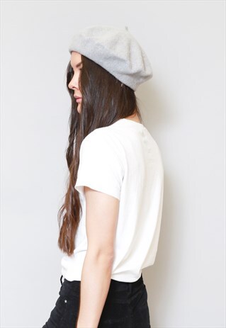 VINTAGE STYLE SOFT GREY WOOL BERET