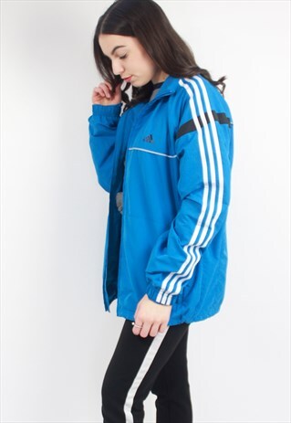 90'S RETRO BLUE RAVE REFLECTIVE TRACK JACKET
