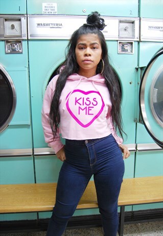 'KISS ME' VALENTINES DAY CROPPED HOODIE (LOVE COLLECTION)