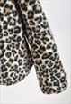 VINTAGE 00S FAUX FUR LEOPARD PRINT JACKET