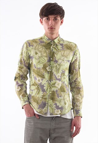 VINTAGE DOLCE & GABBANA GREEN FLORAL PRINTED LONG SLEEVE