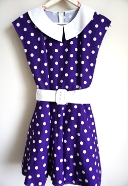 Vintage Polka Dot Dress  Short sleeves Mini Pin up Pinup