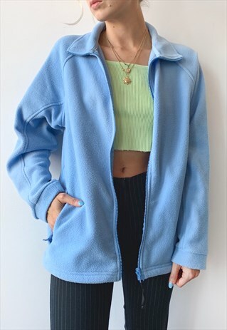 VINTAGE 90'S AUTUMN UNISEX OVERSIZED PASTEL BLUE WARM FLEECE