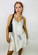 Vintage 00s Y2K White Satin Summer Slip Dress