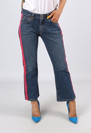 KICK FLARE SIDE STRIPE REWORKED JEANS FLARED UK 12 (C31D)