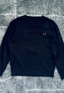 Fred Perry Black Crew Neck Knit Sweater Size L