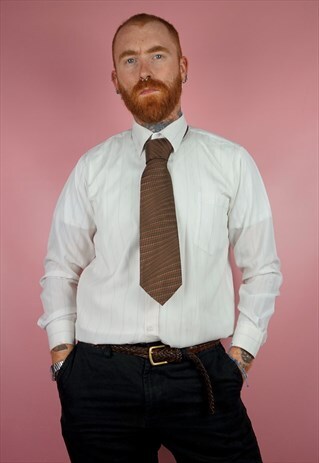 VINTAGE 1970S CHECK BROWN TIE