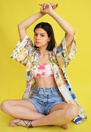 STUNNING 70'S RETRO BOHO PATCHWORK FESTIVAL KIMONO JACKET