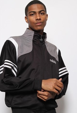 VINTAGE ADIDAS ORIGINALS BIG LOGO TRACK JACKET BLACK