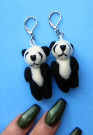 PANDA BEAR ANIMAL PLUSH FUN KAWAII FESTIVAL DANGLE EARRINGS