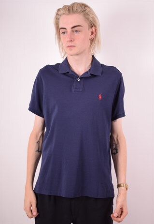 POLO RALPH LAUREN MENS VINTAGE POLO SHIRT LARGE BLUE 90S