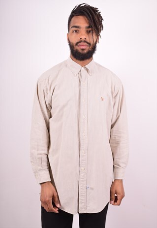RALPH LAUREN MENS VINTAGE SHIRT LARGE BLUE STRIPES 90S