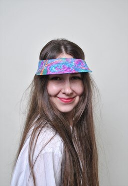 Multicolor visor cap, vintage festival visor, 90's summer