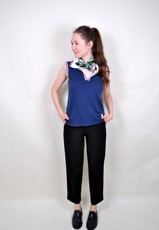 VINTAGE BLUE SPORT POLO, 90S COLLARED SLEEVELES TENIS SHIRT