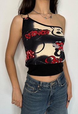 Y2K Vintage Rad Club Night out Crop Top in black