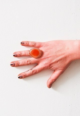 VINTAGE ETHNIC AMBER GLASS RING
