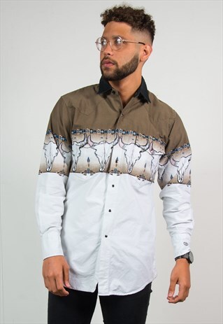 VINTAGE WESTERN SKULL AZTEC SHIRT