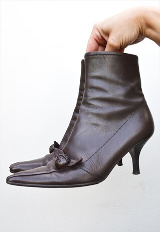 DESIGNER LEATHER PRADA FLORAL BOOTS HEELS