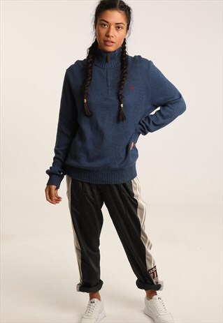 VINTAGE RALPH LAUREN EMBROIDERED LOGO 1/4 ZIP SWEATSHIRT
