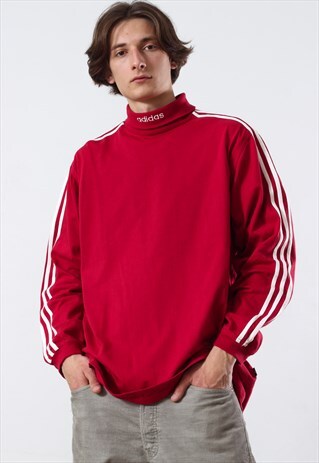 90S VINTAGE MENS ADIDAS TURTLENECK SWEATSHIRT SWEATER TOP