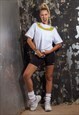 90'S INSPIRED BOX FIT POP ART CHUNKY CHAIN T-SHIRT IN WHITE