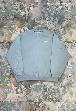 Vintage Grey Reebok Embroidered Spell Out Sweatshirt