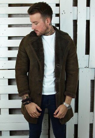 BROWN VINTAGE 70'S SHEARLING SHEEP SKIN COAT
