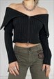 VINTAGE Y2K KNIT JUMPER DOUBLE ZIP CARDIGAN RIBBED CROPPED