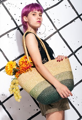 VINTAGE STRAW BAG 90S OVERSIZED BEACH BAG