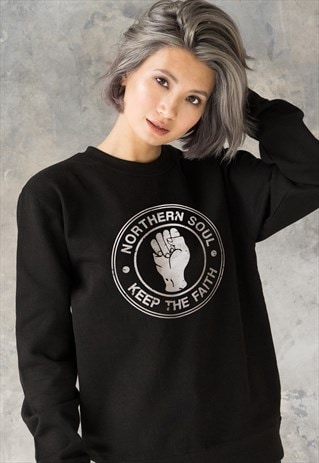 NORTHERN SOUL KEEP THE FAITH SWEATSHIRT WOMENS PULLOVER TOP