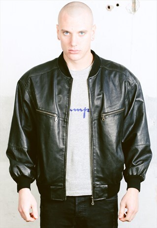 VINTAGE 90S LEATHER BOMBER JACKET