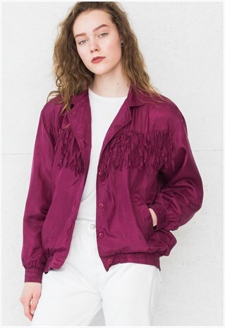 VINTAGE PURPLE FRINDGE SILK JACKET