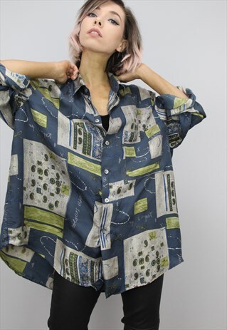 VINTAGE 80S/90S OVERSIZED PATTERNED SHIRT