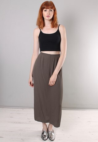 VINTAGE 90S OLIVE GREEN FITTED MAXI SKIRT