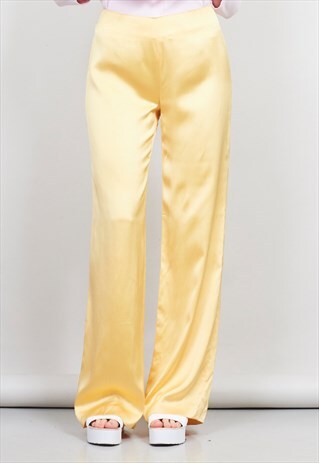 VINTAGE HIGH WAISTED YELLOW 90'S FLARED TROUSERS