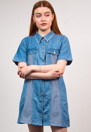 VINTAGE 90'S BLUE DENIM SHIRT DRESS