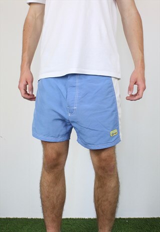 VINTAGE OVIESSE DIVING SURF SHORTS IN BLUE WITH LOGO