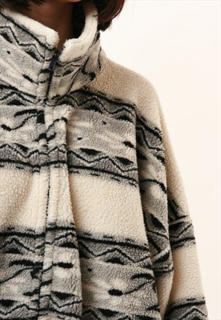90S VINTAGE WARM PATTERN FLEECE JACKET 15066