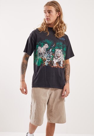 VINTAGE WHITE TIGER GRAPHIC T-SHIRT