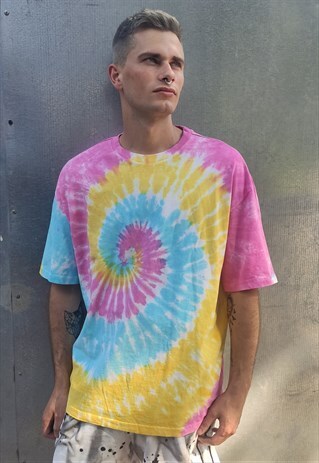 TIE-DYE GRADIENT FLUORESCENT TEE RAINBOW MANDALA T-SHIRT