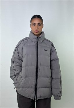 Light Grey 90s FILA Puffer Jacket Coat 