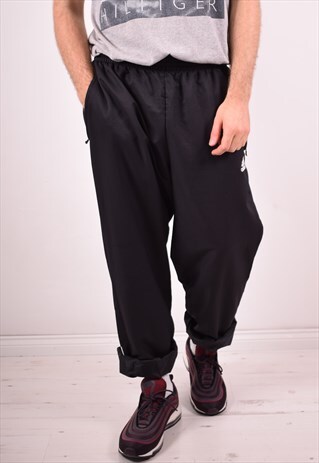 ADIDAS MENS VINTAGE TRACKSUIT TROUSERS XL BLACK 90S