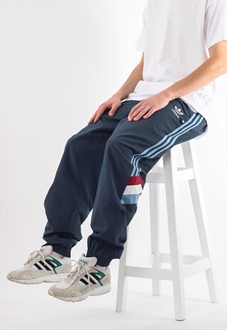 VINTAGE ADIDAS ORIGINALS TRACKSUIT PANTS 90S BLUE