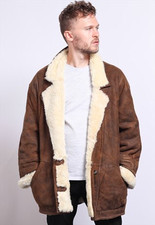 VINTAGE SUEDE AVIATOR FLEECE JACKET