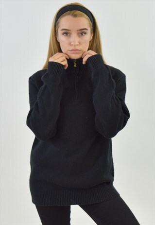 VINTAGE 90S BLACK RALPH LAUREN ZIP UP JUMPER