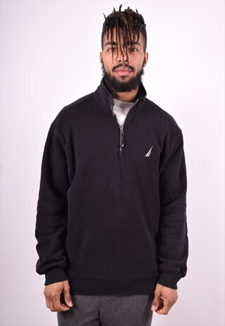 NAUTICA MENS VINTAGE SWEATSHIRT JUMPER XL BLACK 90'S