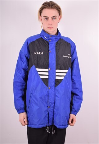 ADIDAS MENS VINTAGE JACKET LARGE BLUE 90S