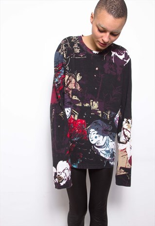 VINTAGE 90S JUST CAVALLI GEISHA LONG SLEEVE TOP