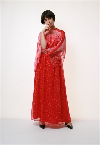 70S VINTAGE COTTAGECORE MAXI LONG DRESS BOHO STYLE 2110
