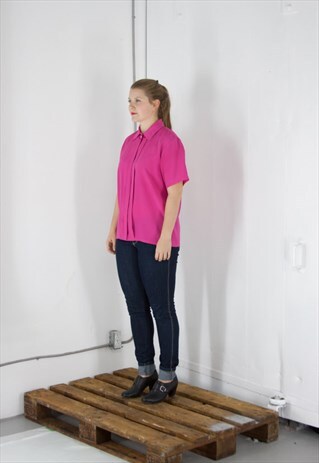 ON SALE OVERSIZED SILKY BLOUSE / HOT PINK SUMMER SHIRT